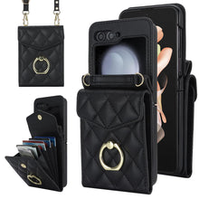 for Samsung Galaxy Z Flip 7 Wallet Phone Case with Ring and Adjustable Crossbody Strap, Stylish and Muti-funtional Accordion Style Flip Case with 4 Card Slots .（Green）