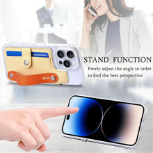 for iPhone 16 Pro Case Clear PC Bottom Case Leather Buckle Card Holder Adjustable Wrist Strap Trendy Little Fresh iPhone 16 Pro Case