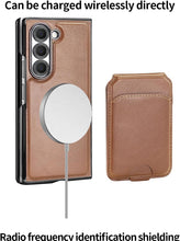 for Samsung Galaxy Z Fold 5 Mobile Phone Case Soft Leather Detachable Magnetic Card Holder RFID Blocking Fold Case Wireless Charging Exquisite Durable and Stylish Anti-Fingerprint