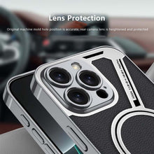 for iPhone 16 Case of Electroplated Leather Shockproof Luxury Business Style Anti-Drop Protective Cover Compatible MagSafe and Wireless Charging