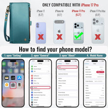 Defencase Compatible with iPhone 17 Pro Case Wallet with RFID Blocking Card Holder for Women and Men, PU Leather Magnetic Snap Flip Zipper Strap Wallet Phone Case for iPhone 17 Pro 6.3