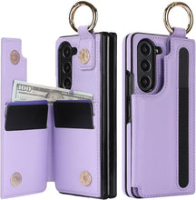 for Samsung Galaxy Z Fold5 Case with S Pen Holder and Card Slot and Cash Clip Premium Fashion Design Luxury Business Premium Leather Magnetic Closure Cover