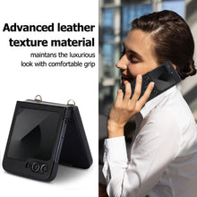 for Samsung Galaxy Z Flip6 Mobile Phone Case Folding Version with Detachable Crossbody Strap and Scarf Lanyard Anti-Fall Wear-Resistant Luxury Leather Protective Case