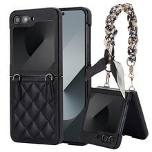 for Samsung Galaxy Z Flip6 Mobile Phone Case Folding Version with Detachable Crossbody Strap and Scarf Lanyard Anti-Fall Wear-Resistant Luxury Leather Protective Case