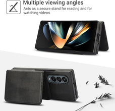 삼성 갤럭시 Z Fold3/Fold4 케이스용 Konstreet 2-in-1 분리형 자석 지갑, 5개 카드 슬롯, MagSafe 및 RFID 차단 기능, PU 가죽 킥스탠드, 무선 충전
