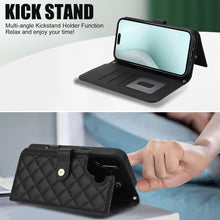 for iPhone 16 Wallet Case with 5 Card Slots and 1 Cash Slot and Crossbody Strap and Wrist Strap Luxury Fashion Shockproof Magnetic Flip Cover Protective