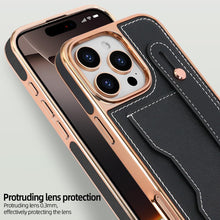 for iPhone 16 Plus Wallet Case, PU Leather Case with Card Holder, Invisible Bracket, Long Shoulder Strap, Electroplated Case