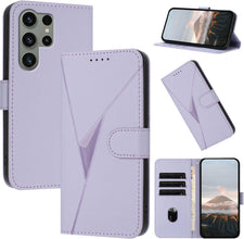 for Samsung Galaxy S23 Case Novel Triangle Embossing Multiple Card Slots Flip Cover Magnetic Wallet Clasp RFID Function Leather Stand Shockproof and Drop-Proof