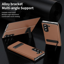 for Samsung Galaxy Z Fold 7 Maghetic Flip Folding Case, Multi-Angle Bracket, High Classy Luxurious Business Leather, Full Body Hinge Protective Slim Cover.(Brown)