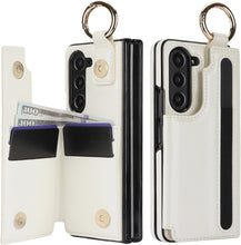 for Samsung Galaxy Z Fold5 Case with S Pen Holder and Card Slot and Cash Clip Premium Fashion Design Luxury Business Premium Leather Magnetic Closure Cover
