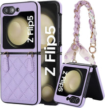 for Samsung Galaxy Z Flip5 Mobile Phone Case Folding Version with Detachable Crossbody Strap and Scarf Lanyard Anti-Fall Wear-Resistant Luxury Leather Protective Case