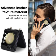 for Samsung Galaxy Z Flip5 Mobile Phone Case Folding Version with Detachable Crossbody Strap and Scarf Lanyard Anti-Fall Wear-Resistant Luxury Leather Protective Case