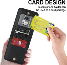 for Samsung Galaxy Z Flip 7 Luxury Zipper Wallet Phone Case, Multi-Function Kickstand Card Holder Adjustable Crossbody Strap, Fashion Flip Case.(Black)