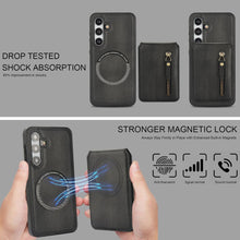 for Samsung Galaxy S25 Plus Case with 2 in 1 Detachable Magnetic Wallet, 4 Card Slots and Zipper Pocket,Compatible with MagSafe, RFlD Blocking Premium PU Leather Wireless Charging-Black
