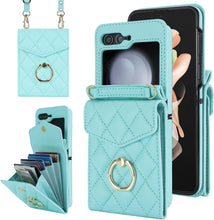 for Samsung Galaxy Z Flip 7 Wallet Phone Case with Ring and Adjustable Crossbody Strap, Stylish and Muti-funtional Accordion Style Flip Case with 4 Card Slots .（Green）