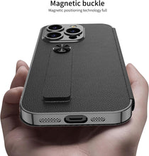 for iPhone 16 Pro Mobile Phone Case Classic Style Card Holder Luxurious Durable Leather Flip Cover Stand Rotatable Magnetic Strap Anti-Fingerprint Anti-Fall