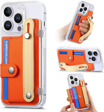 for iPhone 16 Pro Case Clear PC Bottom Case Leather Buckle Card Holder Adjustable Wrist Strap Trendy Little Fresh iPhone 16 Pro Case