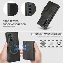 삼성 갤럭시 Z Fold3/Fold4 케이스용 Konstreet 2-in-1 분리형 자석 지갑, 5개 카드 슬롯, MagSafe 및 RFID 차단 기능, PU 가죽 킥스탠드, 무선 충전