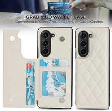 for Samsung Galaxy Z Fold 6 Phone Case Diamond Soft Leather Folding Flip Cover Built-in 2 Card Slots with Magnetic Clasp Comfortable Hand Feel Anti-Drop Shockproof Fashion White