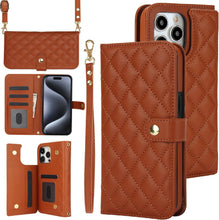 for iPhone 16 Wallet Case with 5 Card Slots and 1 Cash Slot and Crossbody Strap and Wrist Strap Luxury Fashion Shockproof Magnetic Flip Cover Protective