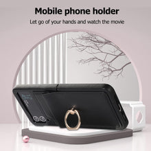 for Samsung Galaxy Z Flip 6 Case with Ring Stand Exquisite and Fashionable PU Leather Folding Protective Cover Full Body Anti-Fall and Shockproof