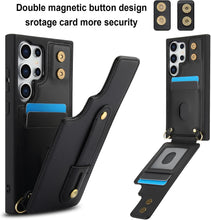 for Samsung Galaxy S25 Ultra Case Premium Leather Flip Card Holder Photo Frame Wallet Case Equipped with Long Strap for Cross-Body Adjustable Wrist Strap Bracket