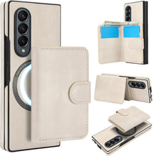 삼성 갤럭시 Z Fold3/Fold4 케이스용 Konstreet 2-in-1 분리형 자석 지갑, 5개 카드 슬롯, MagSafe 및 RFID 차단 기능, PU 가죽 킥스탠드, 무선 충전