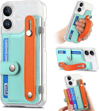for iPhone 16 Pro Case Clear PC Bottom Case Leather Buckle Card Holder Adjustable Wrist Strap Trendy Little Fresh iPhone 16 Pro Case