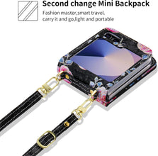 for Samsung Galaxy Z Flip 6 Wallet Case Floral Design with 4 Card Slots and 1 Zipper Pocket Long Lanyard and Kickstand for Women