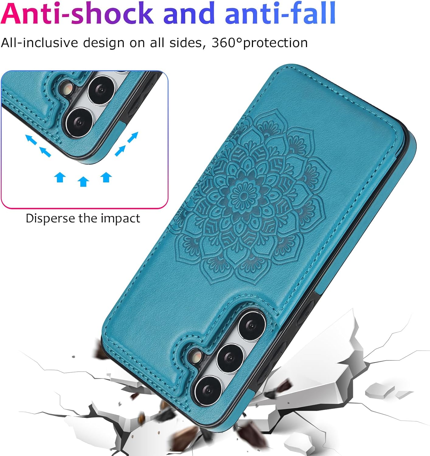 for Samsung Galaxy S24 Wallet Case Magnetic Flip Cover with 3 Card Slots and Stand Feature Floral Design Protective Phone Case