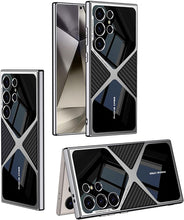 for Samsung Galaxy S25 Ultra Back Cover Electroplated Leather Drop-Proof Shockproof Soft TPU Glossy Frame X Pattern Phone Case for Galaxy S25 Ultra