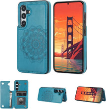 for Samsung Galaxy S24 Wallet Case Magnetic Flip Cover with 3 Card Slots and Stand Feature Floral Design Protective Phone Case