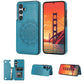 for Samsung Galaxy S24 Wallet Case Magnetic Flip Cover with 3 Card Slots and Stand Feature Floral Design Protective Phone Case