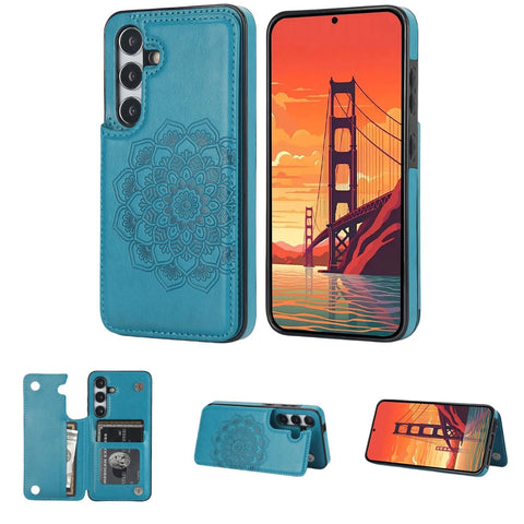 Konstreet for Samsung Galaxy S23/S24 Series Wallet Case Magnetic Flip Cover with 3 Card Slots and Stand Feature Floral Design Protective Phone Case