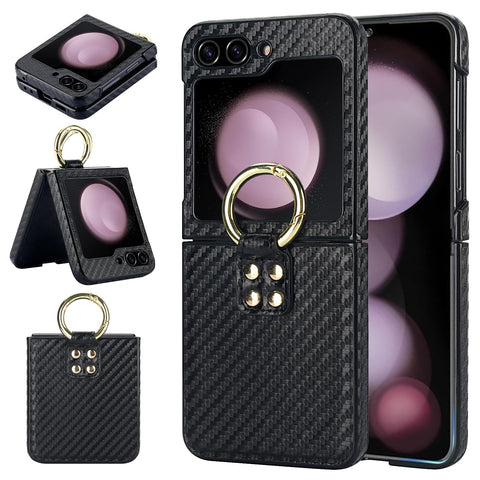 Konstreet for Samsung Galaxy Z Flip5 Case Fashion Leopard Print Design with Stand Anti-Fall Protection Portable Hanging Ring