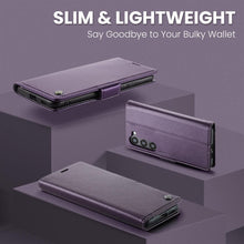 for Samsung Galaxy S25 Ultra Wallet Case, RFID Blocking with Kickstand 3 Credit Card Slot and Cash Slot Magnetic Closure Wireless Charging Slim PU Leather Protective Cover - Purple