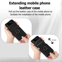 for Samsung Galaxy Z Flip 6 Case with Ring Stand Exquisite and Fashionable PU Leather Folding Protective Cover Full Body Anti-Fall and Shockproof