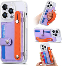 for iPhone 16 Pro Case Clear PC Bottom Case Leather Buckle Card Holder Adjustable Wrist Strap Trendy Little Fresh iPhone 16 Pro Case