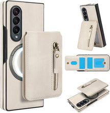 삼성 갤럭시 Z Fold3/Fold4용 Konstreet 케이스, 2-in-1 분리형 자석 지갑, 4개의 카드 슬롯, 1개의 지퍼백, MagSafe 및 RFID 차단 스탠드, 무선 충전