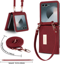 for Samsung Galaxy Z Flip 7 Wallet Case with Built-in Leather Cash Slot and Credit Card Holder. Wristlet Strap and Hinge Protection, Carrying Handbag Phone Case for Women Ladies.(Orange)
