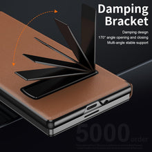 for Samsung Galaxy Z Fold 7 Maghetic Flip Folding Case, Multi-Angle Bracket, High Classy Luxurious Business Leather, Full Body Hinge Protective Slim Cover.(Brown)