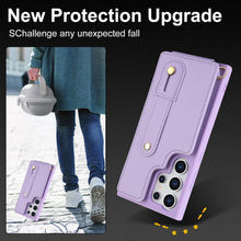 for Samsung Galaxy S23 Ultra Case Premium Leather Flip Card Holder Photo Frame Wallet Case Equipped with Long Strap for Cross-Body Adjustable Wrist Strap Bracket