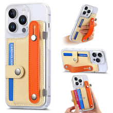 for iPhone 16 Pro Case Clear PC Bottom Case Leather Buckle Card Holder Adjustable Wrist Strap Trendy Little Fresh iPhone 16 Pro Case