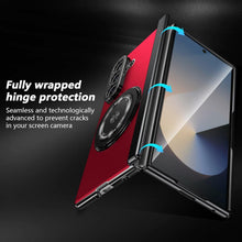 for Samsung Galaxy Z Fold 7 Case with Magnetic Ring Holder, 360 Rotating Bracket, Hinge Protection & Built-in Front Screen Protector, Slim Anti-Drop Shockproof Case.(Red)
