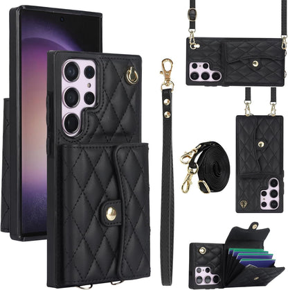 for Samsung Galaxy S24 Ultra Accordion Crossbody Wallet Case, 4 Card Slots, RFID Blocking, and Adjustable Strap - Stylish and Versatile Accessory. (Purple)