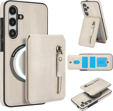 for Samsung Galaxy S25 Plus Case with 2 in 1 Detachable Magnetic Wallet, 4 Card Slots and Zipper Pocket,Compatible with MagSafe, RFlD Blocking Premium PU Leather Wireless Charging-Black