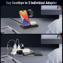 iPhone 충전 스테이션용 무선 충전기: 여러 기기에 사용 가능한 3 in 1 충전 스탠드 접이식 Apple-iPhone 시리즈 Apple Watch Airpods (블랙) 