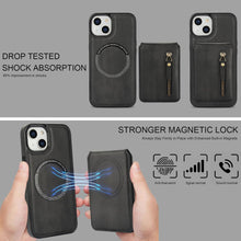 Konstreet for iPhone 14 Series Case with 2-in-1 Detachable Magnetic Wallet 4 Card Slots and 1 Zipper Bag Compatible MagSafe and RFID Blocking Stand Wireless Charging