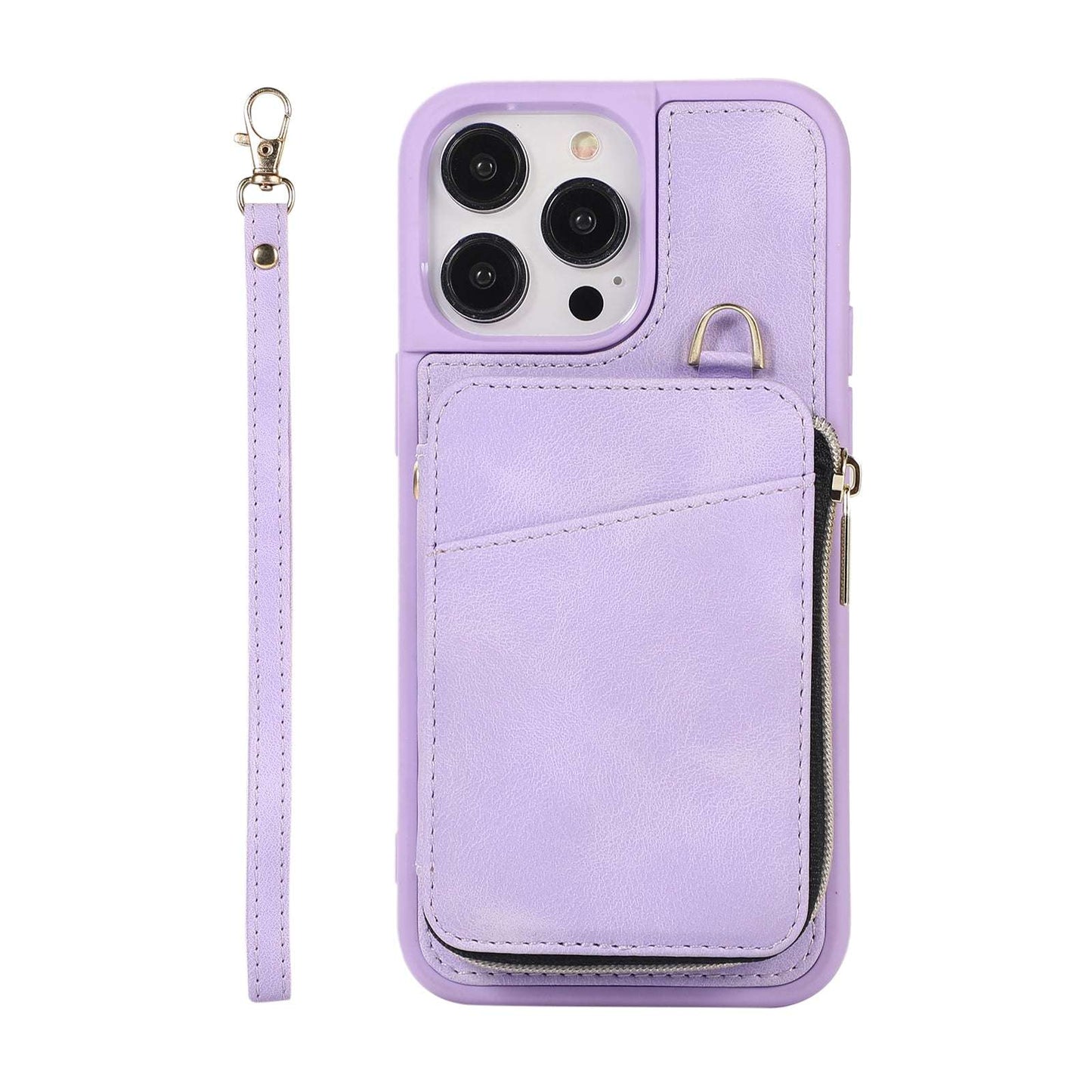 Zipper Wallet Case with Strap, for iPhone 14 13