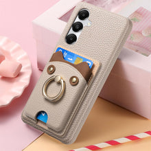 for Samsung Galaxy S23 Plus Case Lychee Leather Card Slot Equipped with Finger Ring Easy to Carry Calf Card Holder Cute Style Shockproof and Drop-Proof